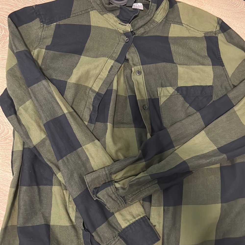 green plaid shirt